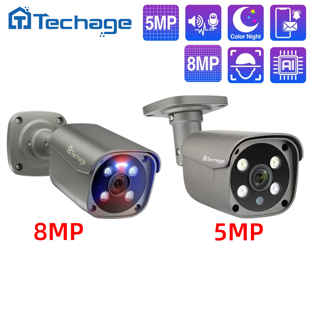 Home Security Ai - Techage 8MP 5MP 4MP POE Camera