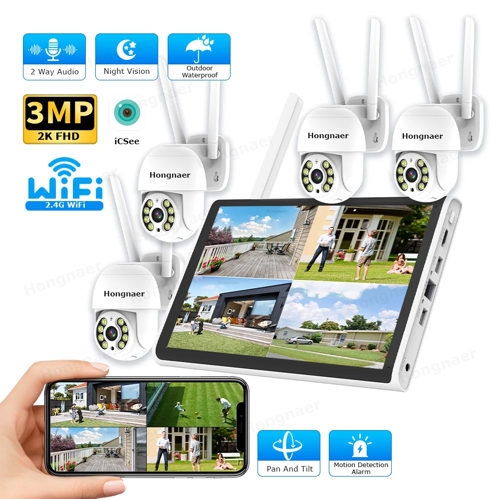 2026 Hongnaer 3MP 4 Channel Wi - Home Security Wireless 评论和价格