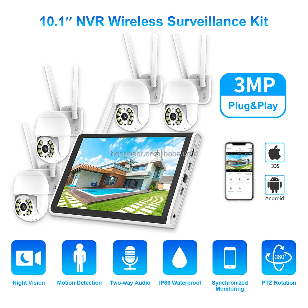2026 Hongnaer 3MP 4 Channel Wi - Home Security Wireless 评论和价格