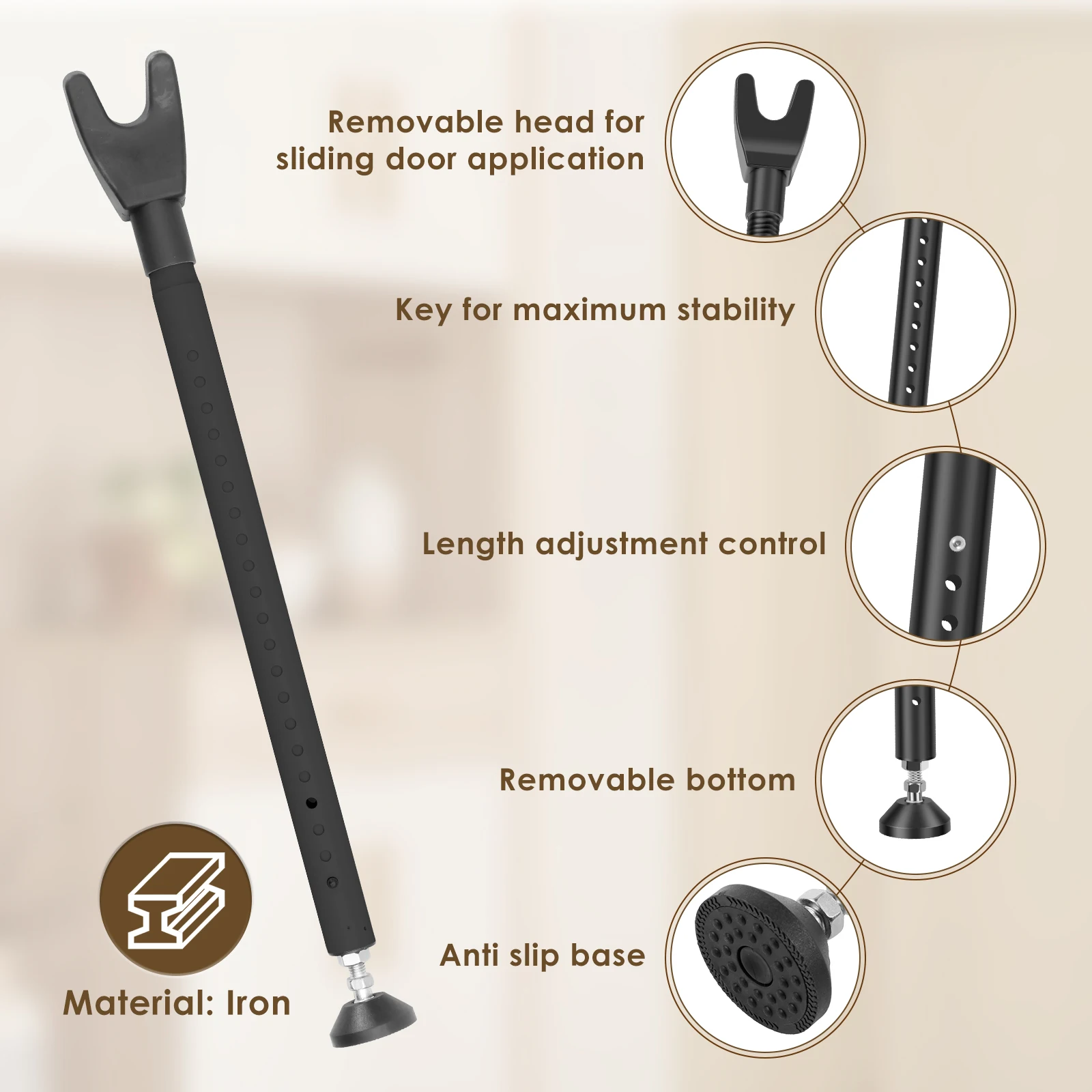 Sliding Door Lock Bar 44-55 In - Home Security Door Reinforcement Lock 评论和价格