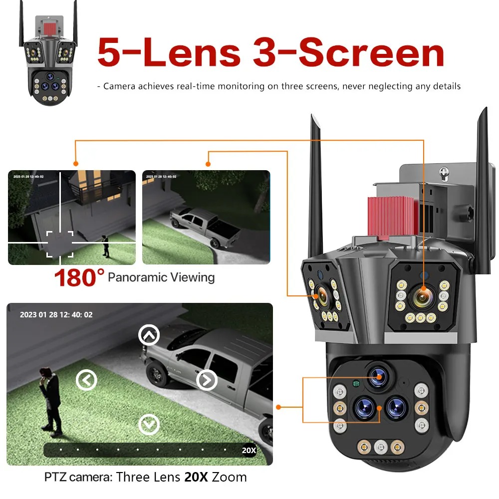 10K 20MP PTZ Camera Five Lens  - Home Security Ai 评论和价格