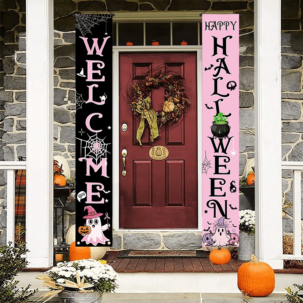 Pink Black Halloween Porch Ban - Home Security Yard Sign 评论和价格