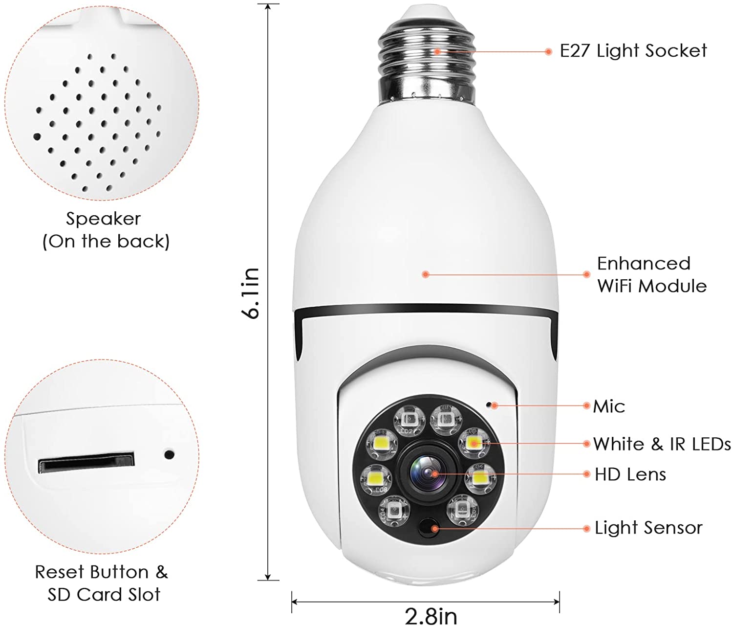 4MP E27 Bulb Camera WiFi Indoo - Home Security Ai 评论和价格