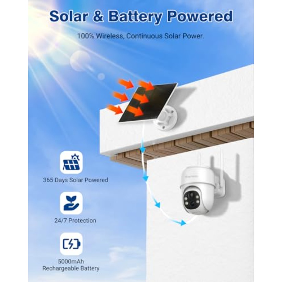 360°PTZ Security Cameras Wirel - Camera Solar Wireless 评论和价格